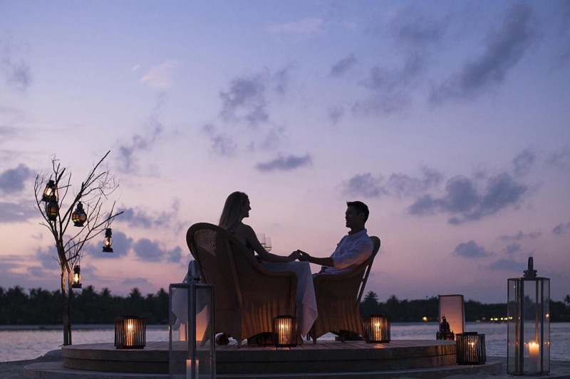 Romantic dining in Maldives.